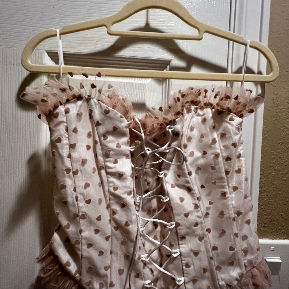 Elegant Lace-Up Corset Top - Pink - Picture 2 of 4